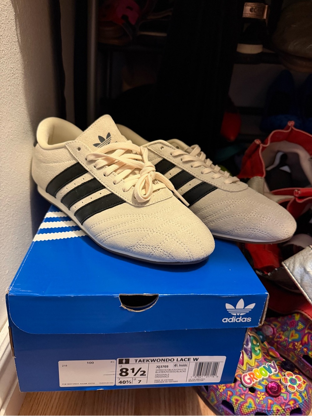adidas Cream and Black Taekwondo Lace Sneakers